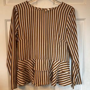 TRUE DESTINY Peplum Stripe Top Size L